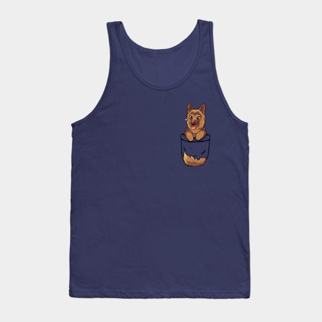 Pocket Cute German Shepherd Alsatian Dog Tank Top by TechraPockets